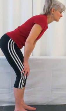 Woman hinging at hip