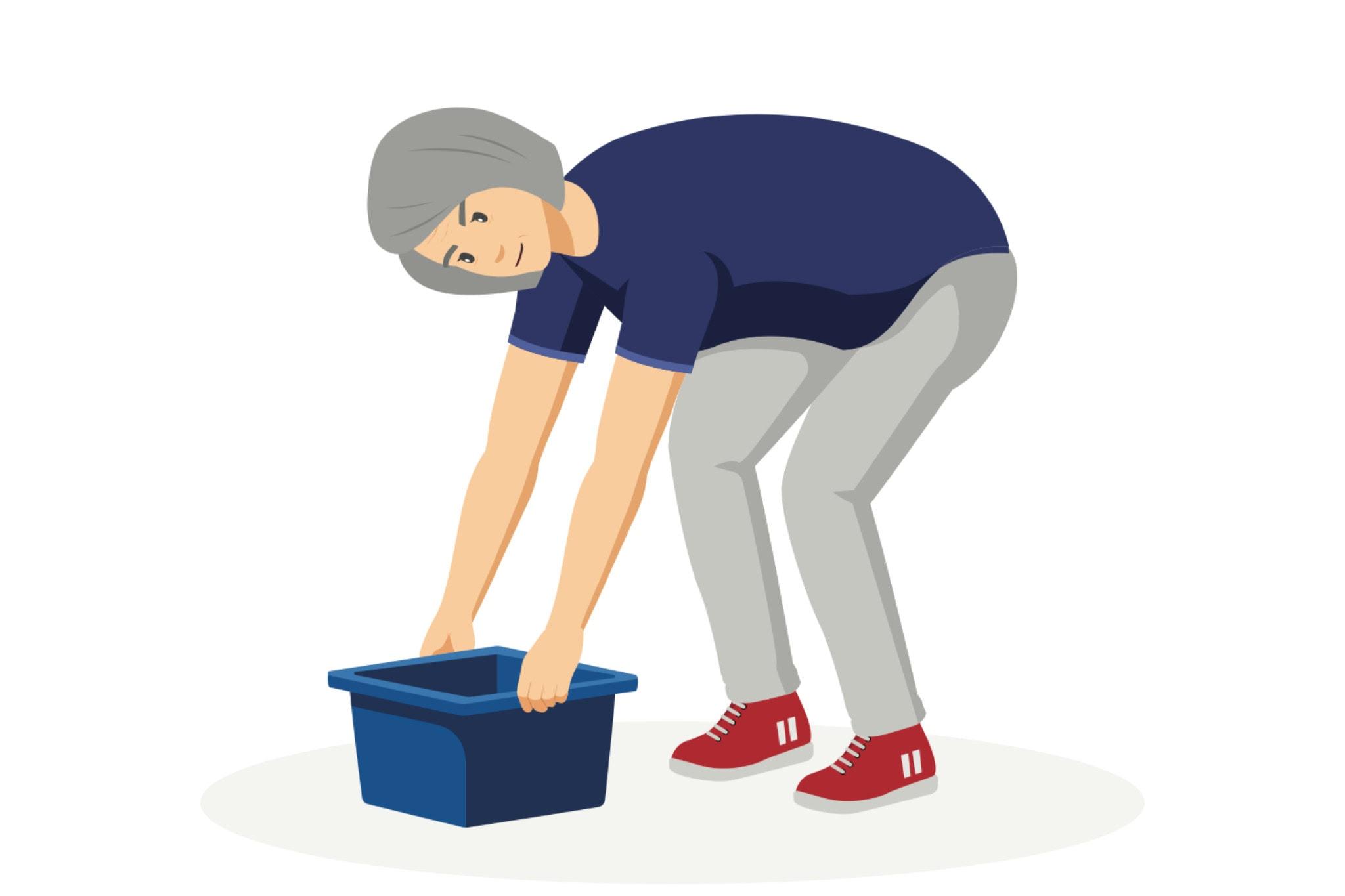Incorrect lifting with spine